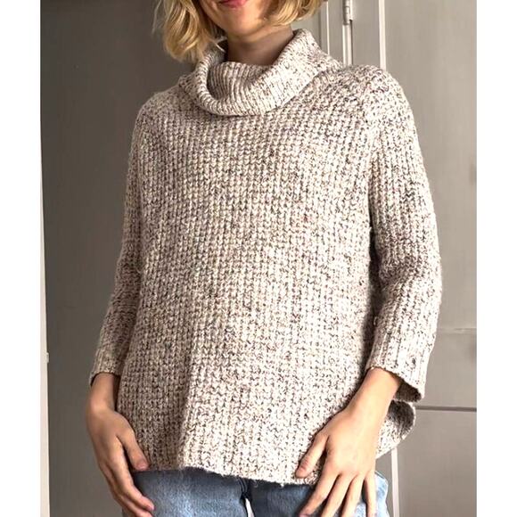 Free People Dylan Tweedy Pullover Sweater Oatmeal Small Cozy Trendy Fall Winter - Picture 7 of 13